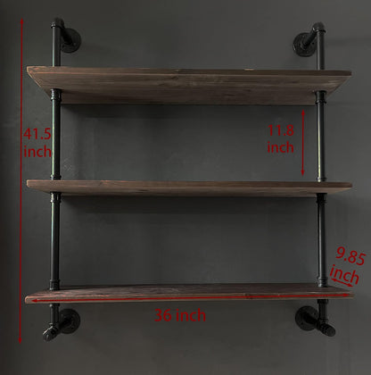 Industrial Pipe Wall Shelves with Real Wood Plank ,36 Inches Floating Shelves for Wall Farmhouse