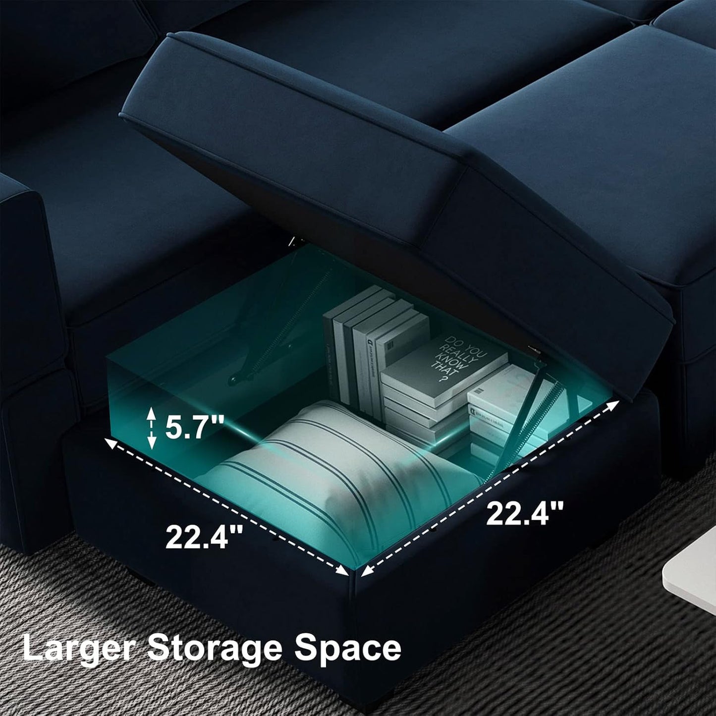 Belffin Modular Velvet Sectional Sofa with Chaise Lounge Sectional Sleeper Sofa with Storage Chaise