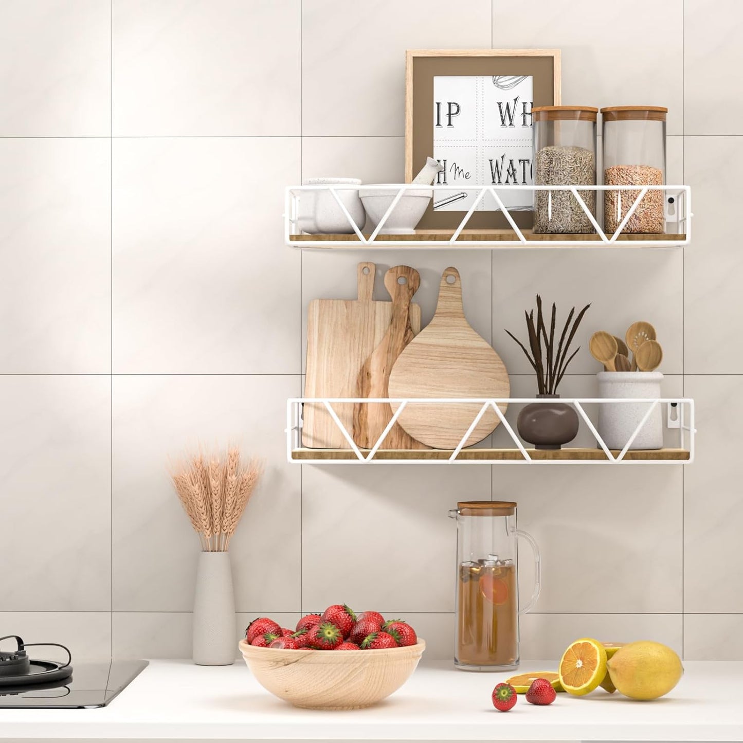 Floating Shelves Set of 3, Home Wood Wall Shelf, Farmhouse Shelf for Bedroom, Wall Mounted Floating