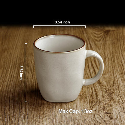 famiware Coffee Mugs Set of 4, Ocean Square 13oz Coffee Cup Set with Handle for Cocoa, Milk, Hot