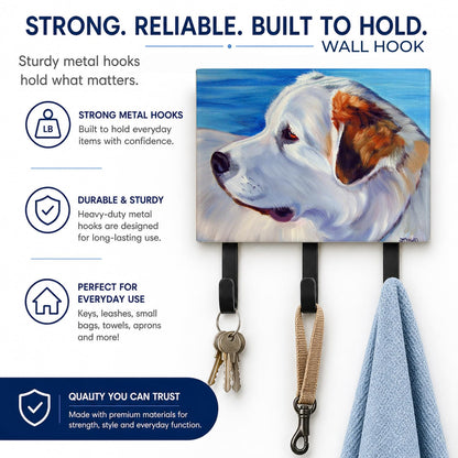 Caroline's Treasures 7417TH68 Great Pyrenees at the Beach Leash or Key Holder, Wall Hooks, Key
