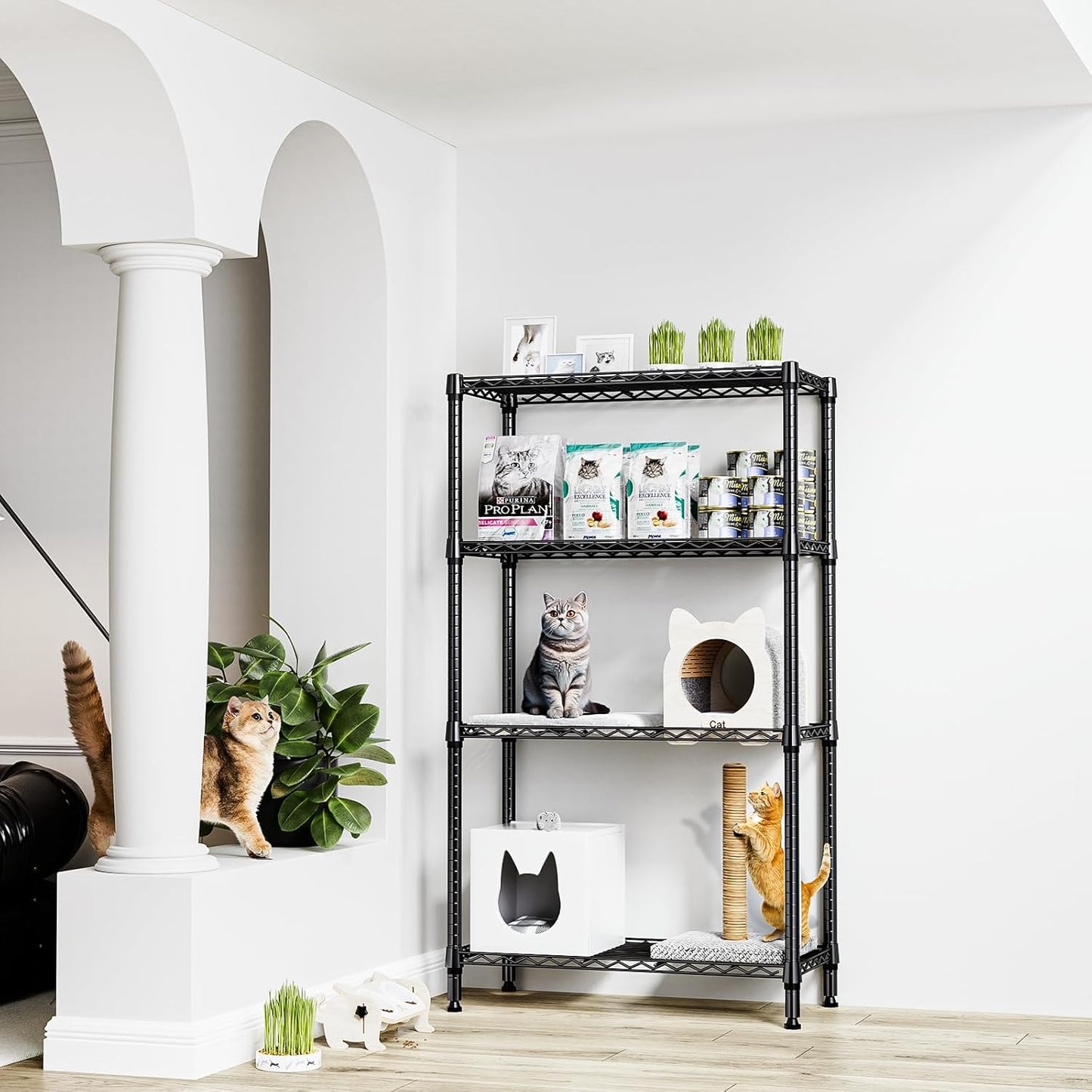 1000 lbs 4 Tier Shelf Metal Storage Shelves Shelving Wire Rack Heavy Duty Closet Organizers for