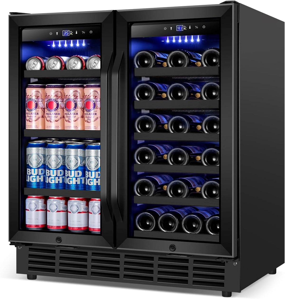 30 Inch Wine and Beverage Refrigerator, Upgrade Dual Zone Wine Cooler, 30'' Wine beverage Fridge