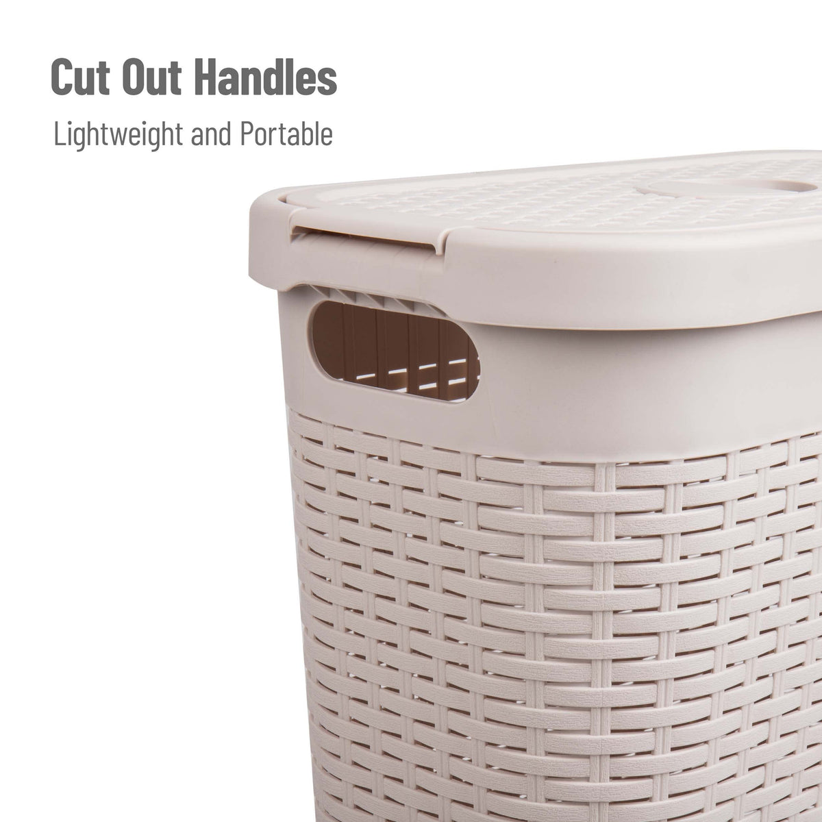 Mind Reader 40L Slim Laundry Hamper with Lid, Narrow Clothes Baskets, Set of 2, Ivory