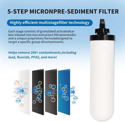 4 PACK 7" Gravity Drinking Water Ceramic Replacement Candle Element Filter with Activated Carbon
