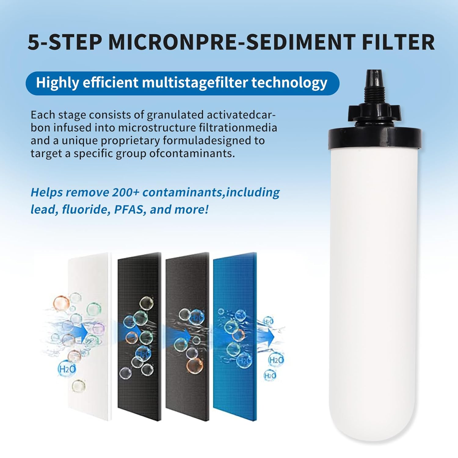 2 PCS 7 inch ceramic water filter Candle,7'' water filter replacement filters with Activated Carbon