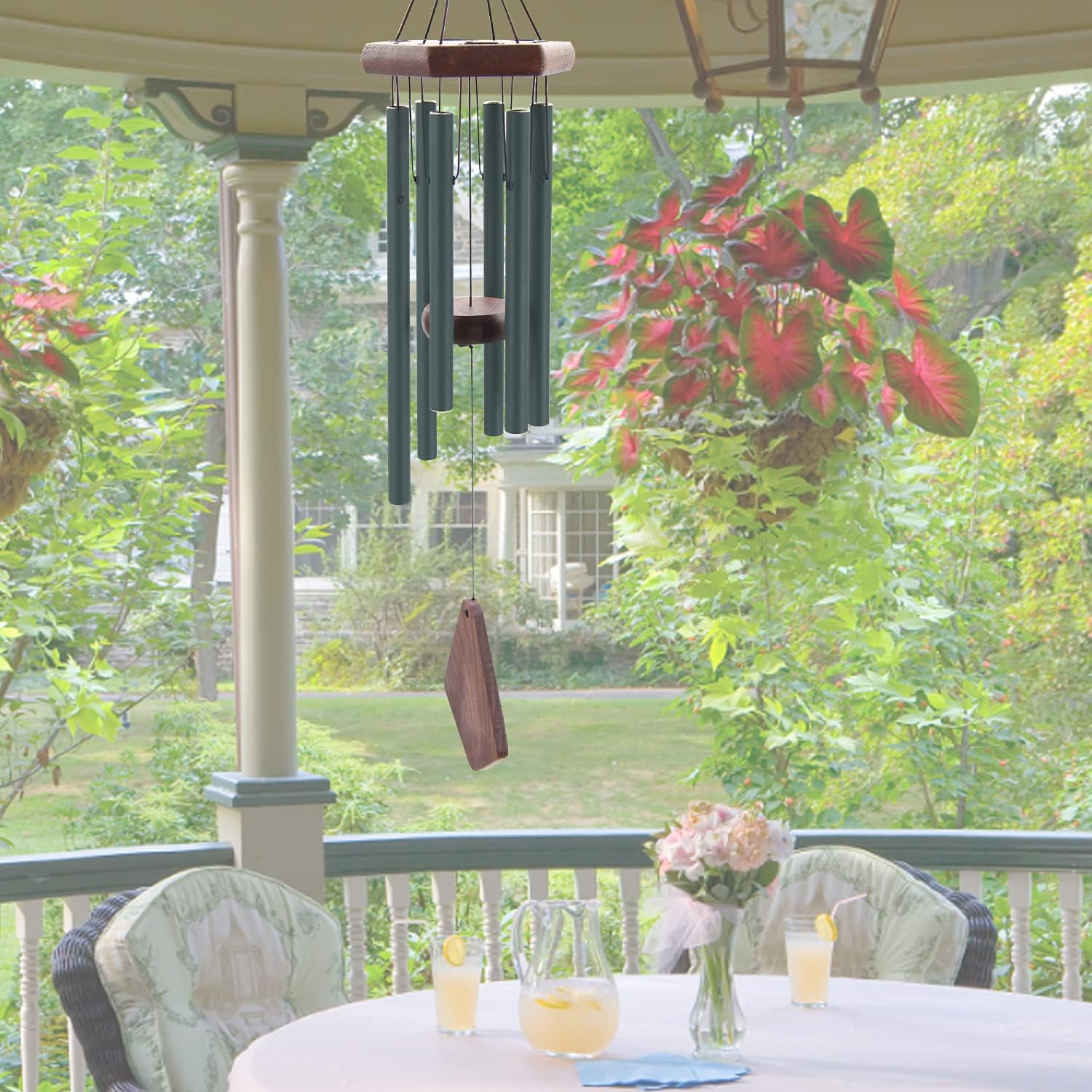 Small Green Wind Chimes for Outside, Tuned Soothing Melody, Sympathy Chimes for Mom/Housewarming