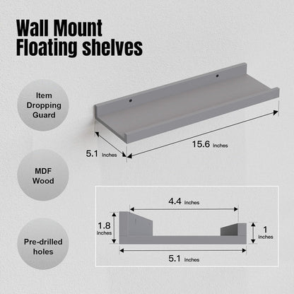 RICHER HOUSE 3 Set Floating Shelves for Wall, Black Wall Mounted Shelves with Lip for Storage