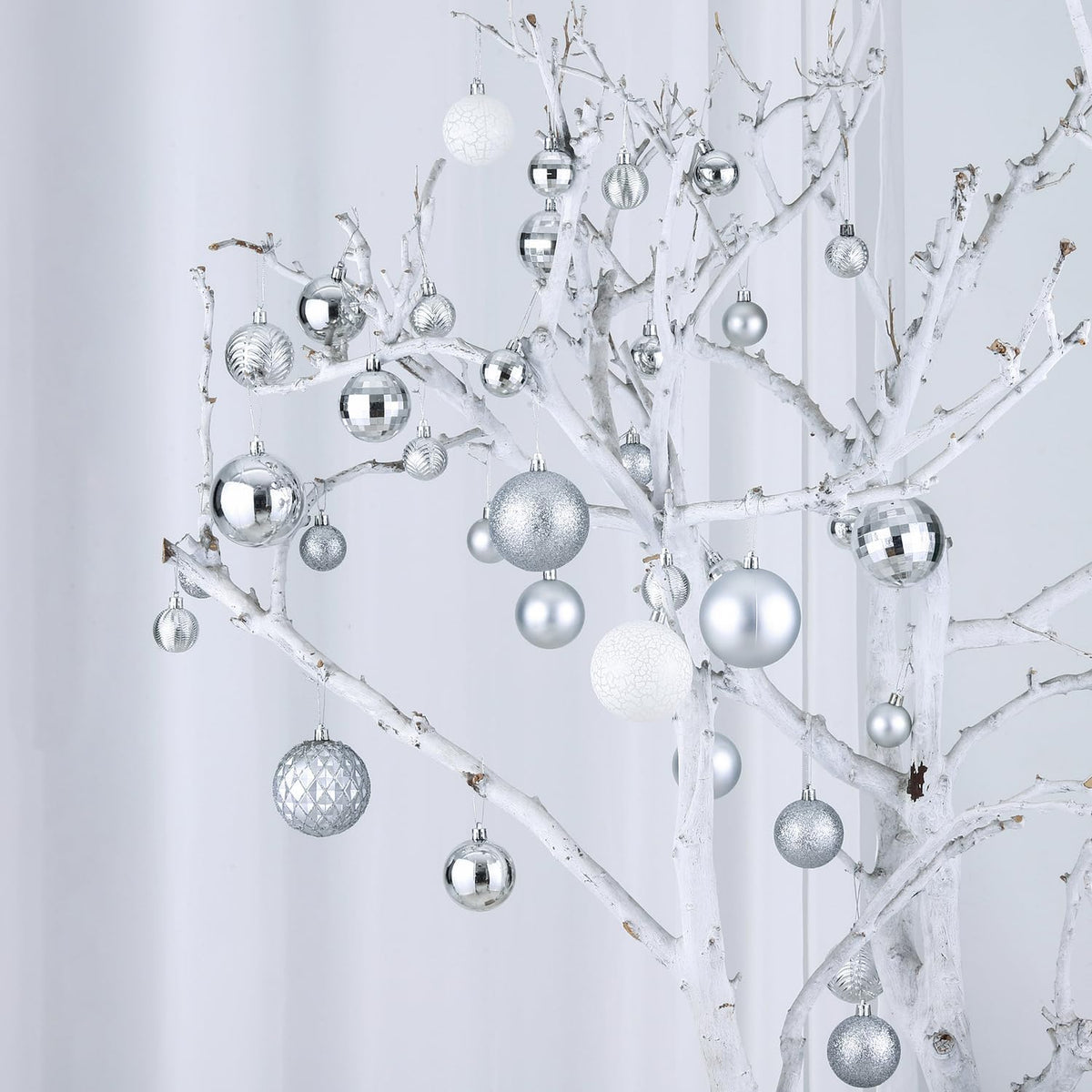 LANGXUN 36pcs Silver Christmas Tree Decorations Balls, Bolas De Navidad, 2025 Christmas Decor