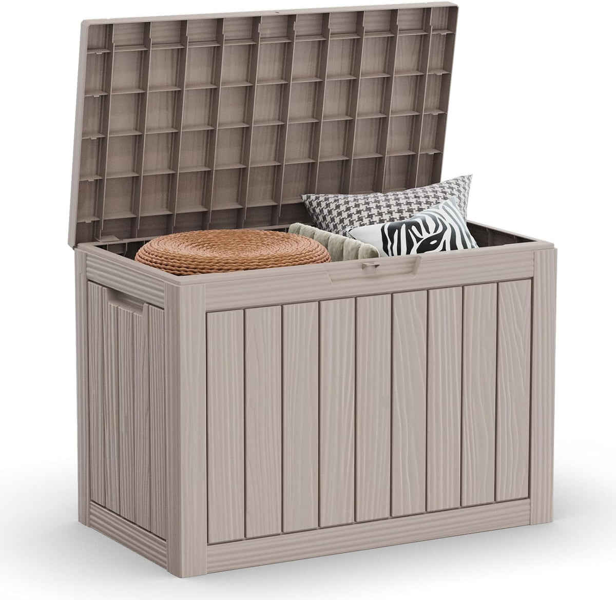 45 Gallon Outdoor Storage Box Waterproof Lockable Resin Deck Box Large, Patio Storage Bin for Pool