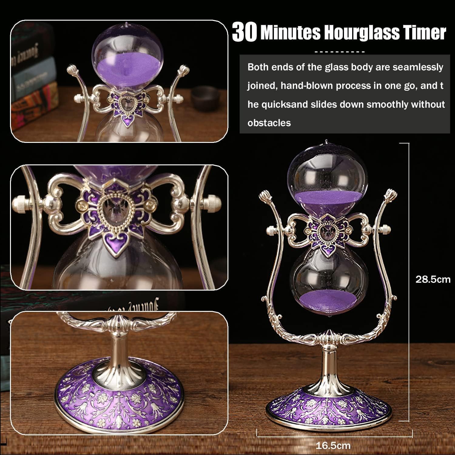 Sanduhr 30 Minuten,Hour Glass,360° flip Metal Vintage Hourglass,Hourglass Decor,for Home Decoration