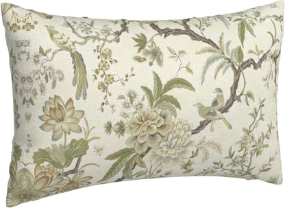 CXMEIFLY Spring Floral Birds Pillow Covers 12 x 20 Inch Set of 2 for Chinoiserie Flowers Decor