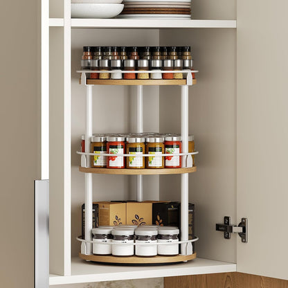 3-Tier Lazy Susan Organizer, Rotating Spice Rack, Spinning Organizer, Industrial Turntable Spice