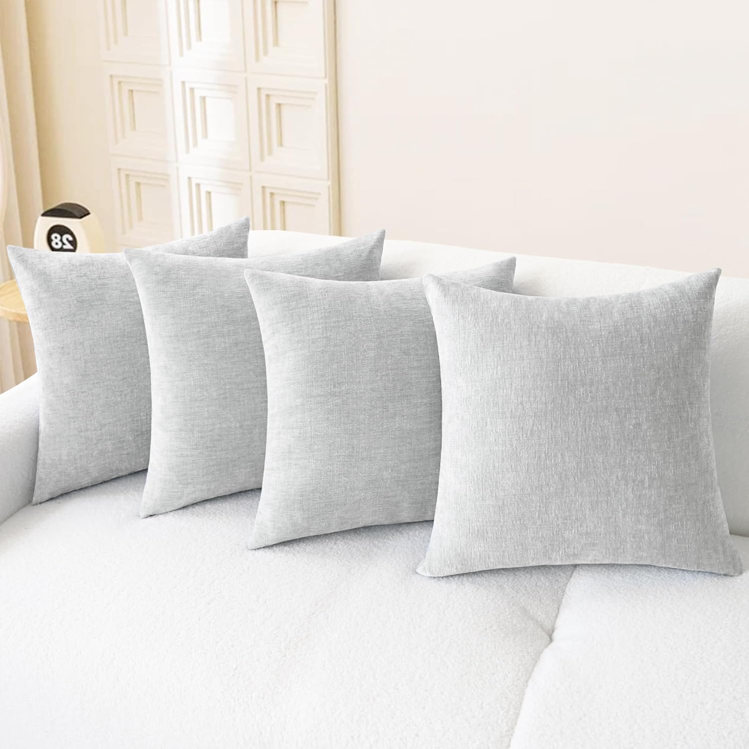 CaliTime Throw Pillow Covers Decorative 18 X 18 Inches Pack of 4 Cozy Chenille Cushion Cases for