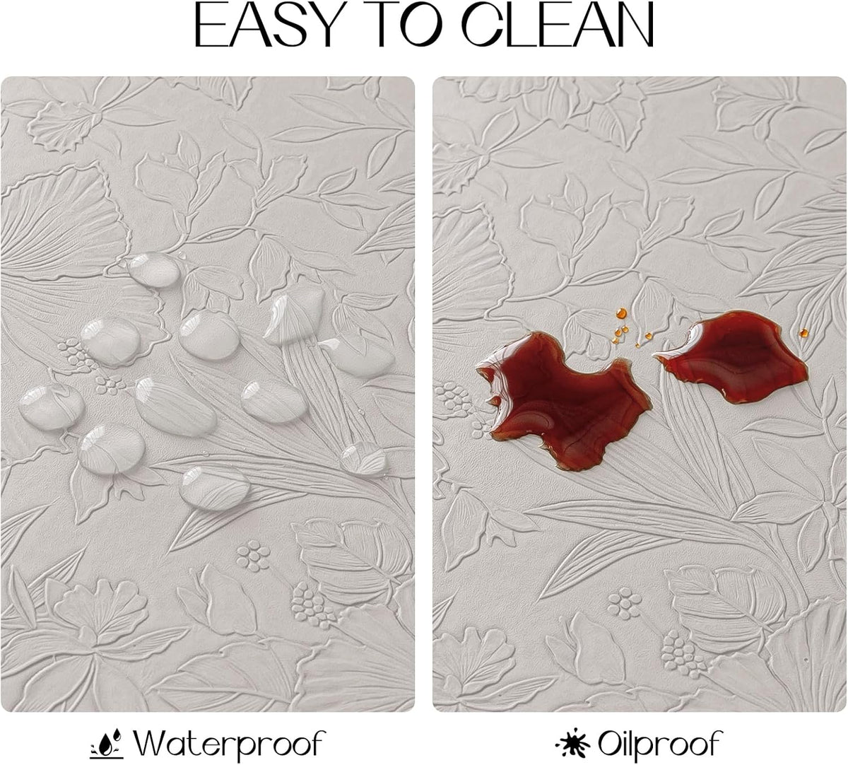 Romanstile Vinyl Placemats Set of 8-12 X 18 Inch - Heat Resistant Non-Slip Embossed Floral Place
