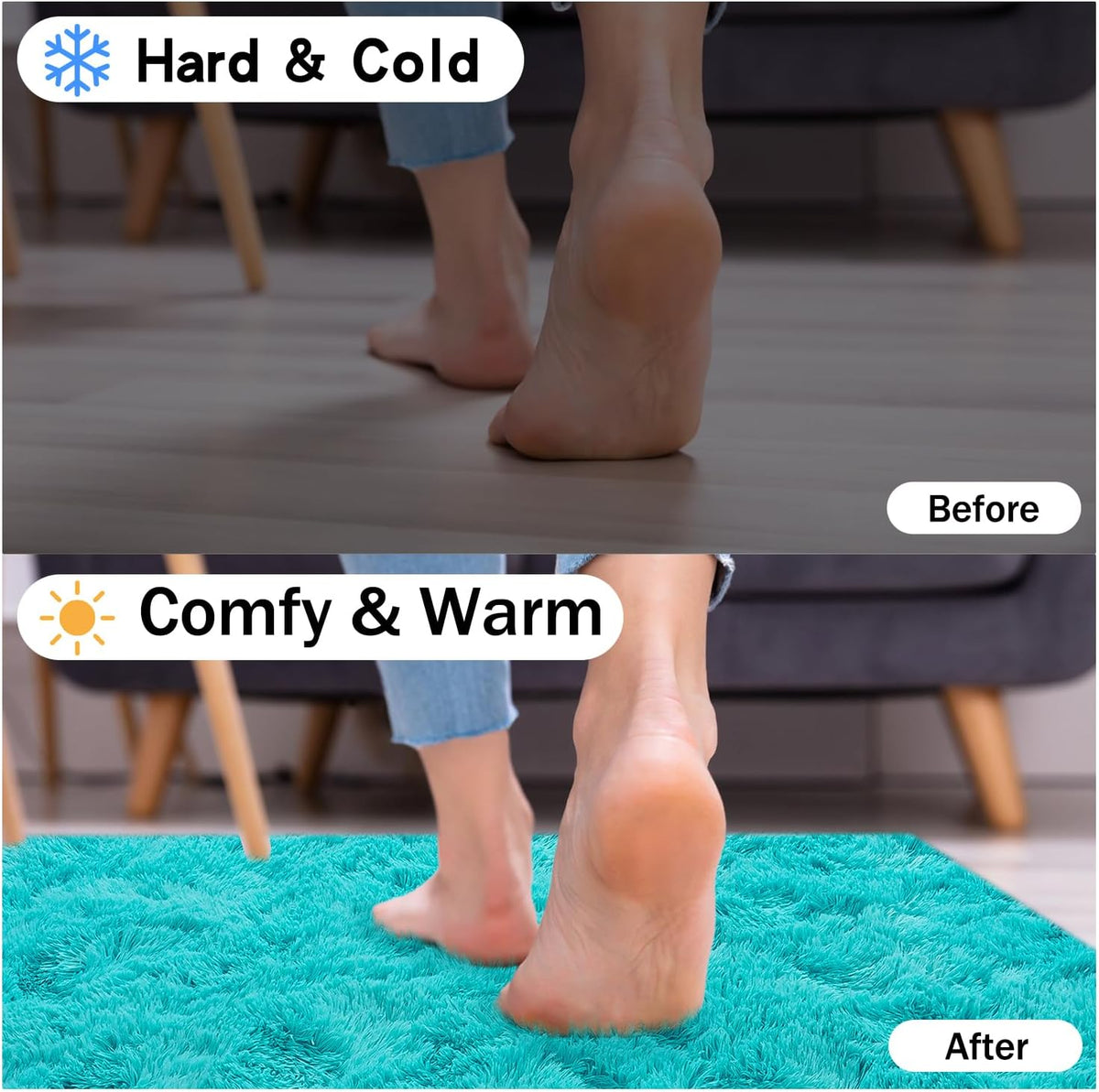 Rezutan Soft Fluffy Rug for Living Room Bedroom, Large Comfy Modern Shaggy Fuzzy for Plush Indoor