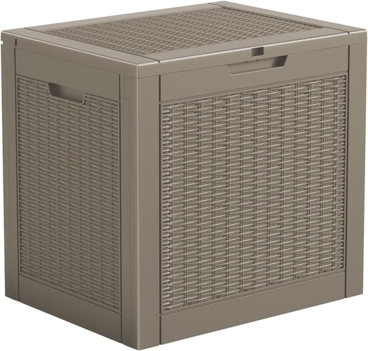 Vixzen 31 Gallon Resin Deck Box - Lockable Outdoor Storage for Patio Cushions, Garden Tools, Pool