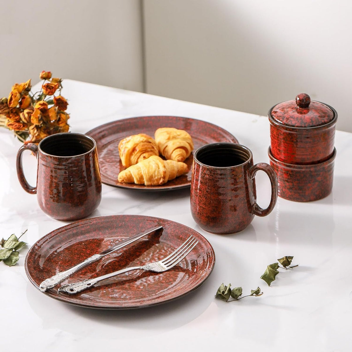 Hasense Coffee Mugs Set of 6, 15 Ounce Ceramic Coffee Cups Set with Handle,Porcelain Tea Mug for