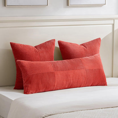 Fancy Homi 2 Packs Red Decorative Throw Pillow Covers 22x22 Inch for Living Room Couch Bed Sofa