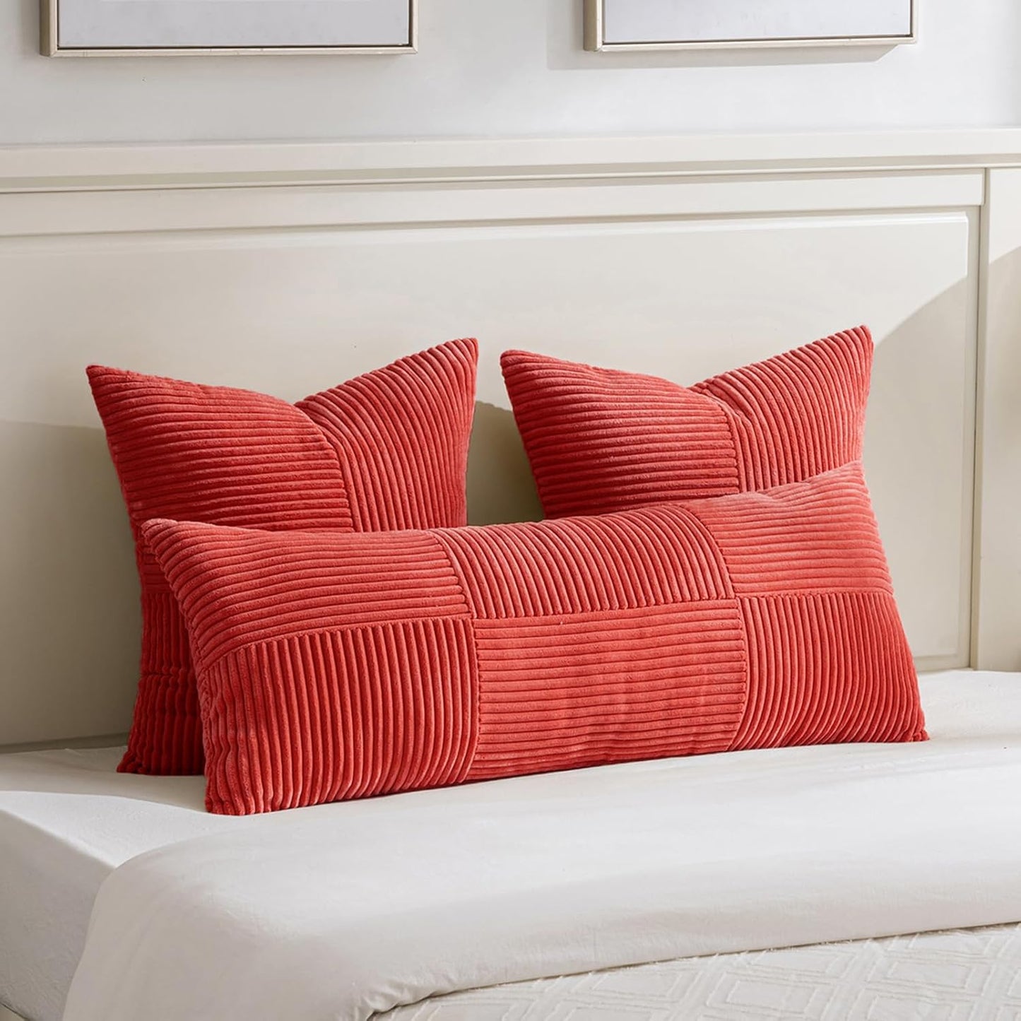 Fancy Homi 2 Packs Red Euro Decorative Throw Pillow Covers 26x26 Inch for Couch Bed Sofa, Holiday