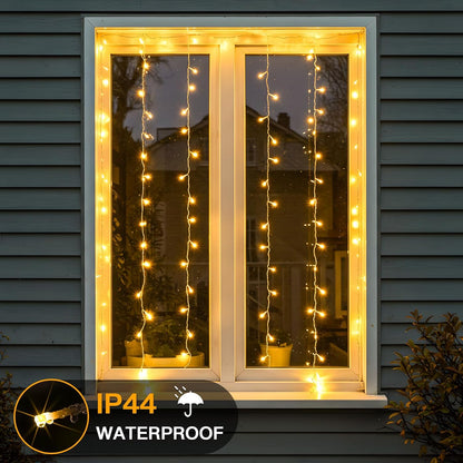 suddus Curtain Lights for Bedroom, 90 Led Hanging String Light Outdoor, Fairy Curtain Lights Indoor