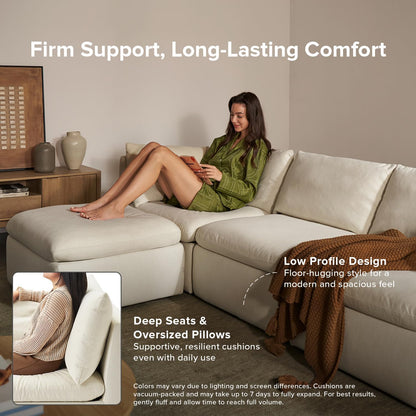 mopio Oversized Modular Sectional Sofa with Fully Removable Covers and Storage, Convertible U