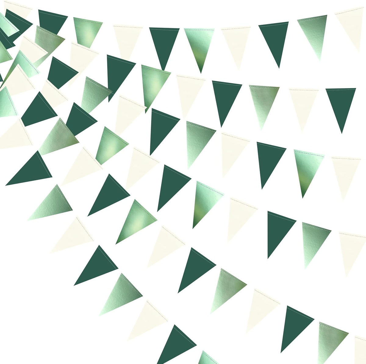 Sage Green Decorations Hanging Paper Pennant Banner Flag Green Beige Triangle Bunting Garland for