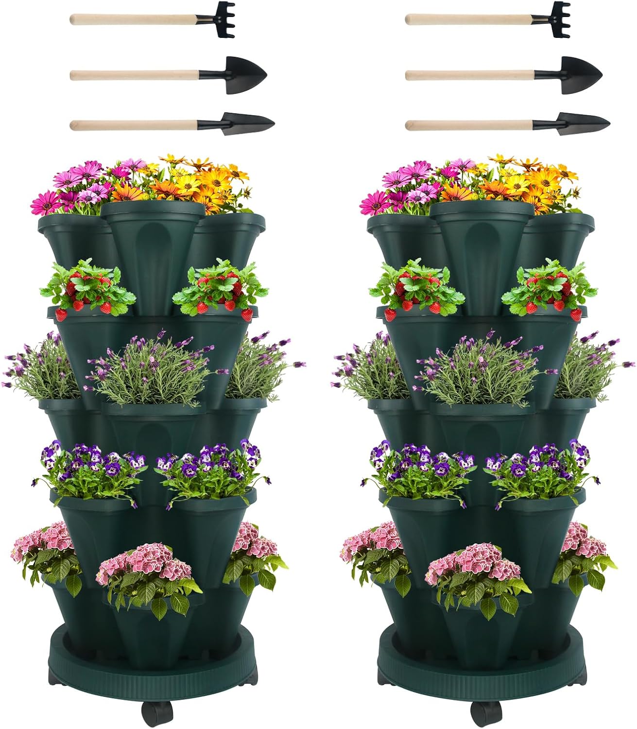 Vertical Planter 5 Tier Stackable Planters Garden Planters Strawberry Herb Flower and Vegetable