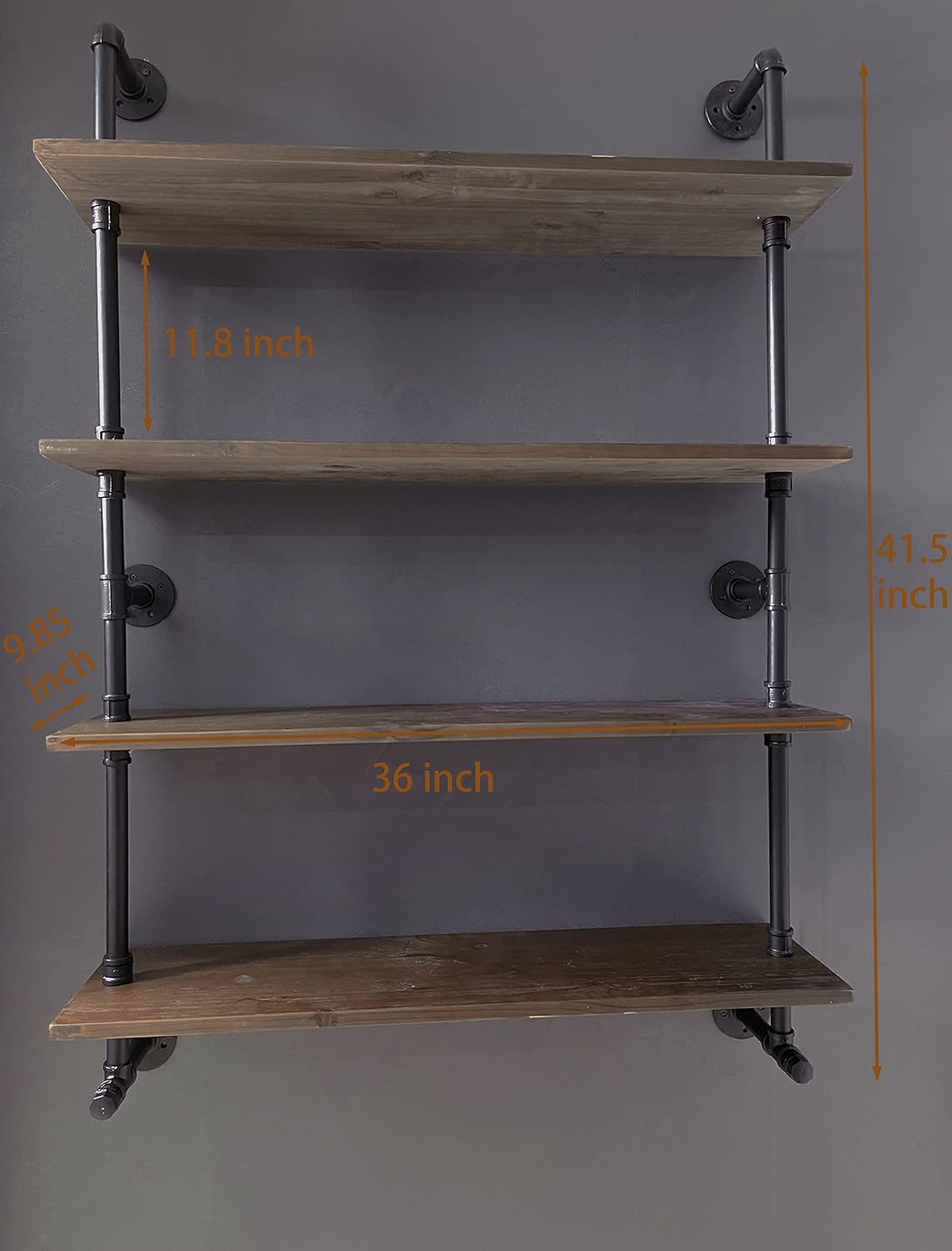 ROGMARS Floating Shelves for Wall,Solid Wood Shelves Industrial Pipe Shelving 36inch for Wall