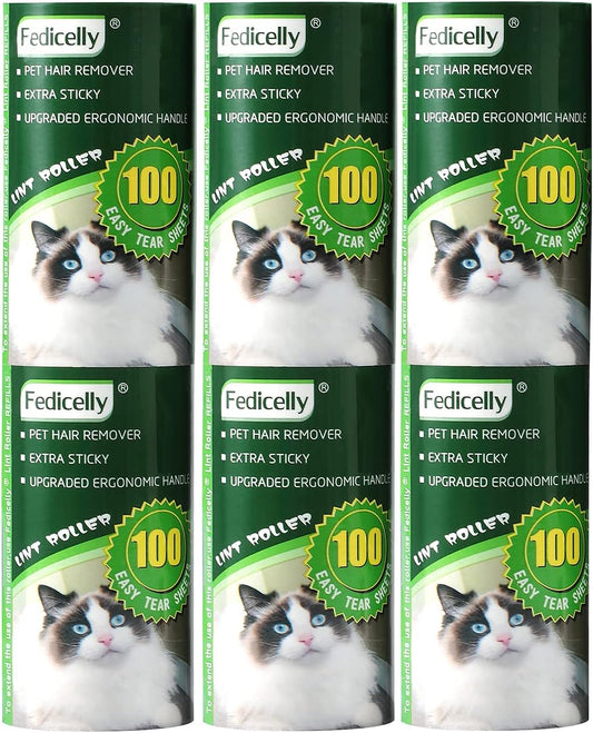 Fedicelly Lint Rollers Pet Hair Extra Sticky Refills,Mega Value Set 600 Sheets for Cat and Dog Hair