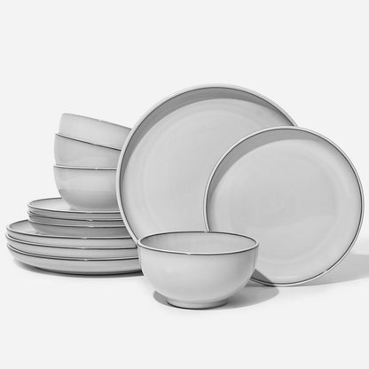 Santorini Mist Terracotta Reactive Glaze Plates and Bowls Sets, Stoneware Dinnerware Sets