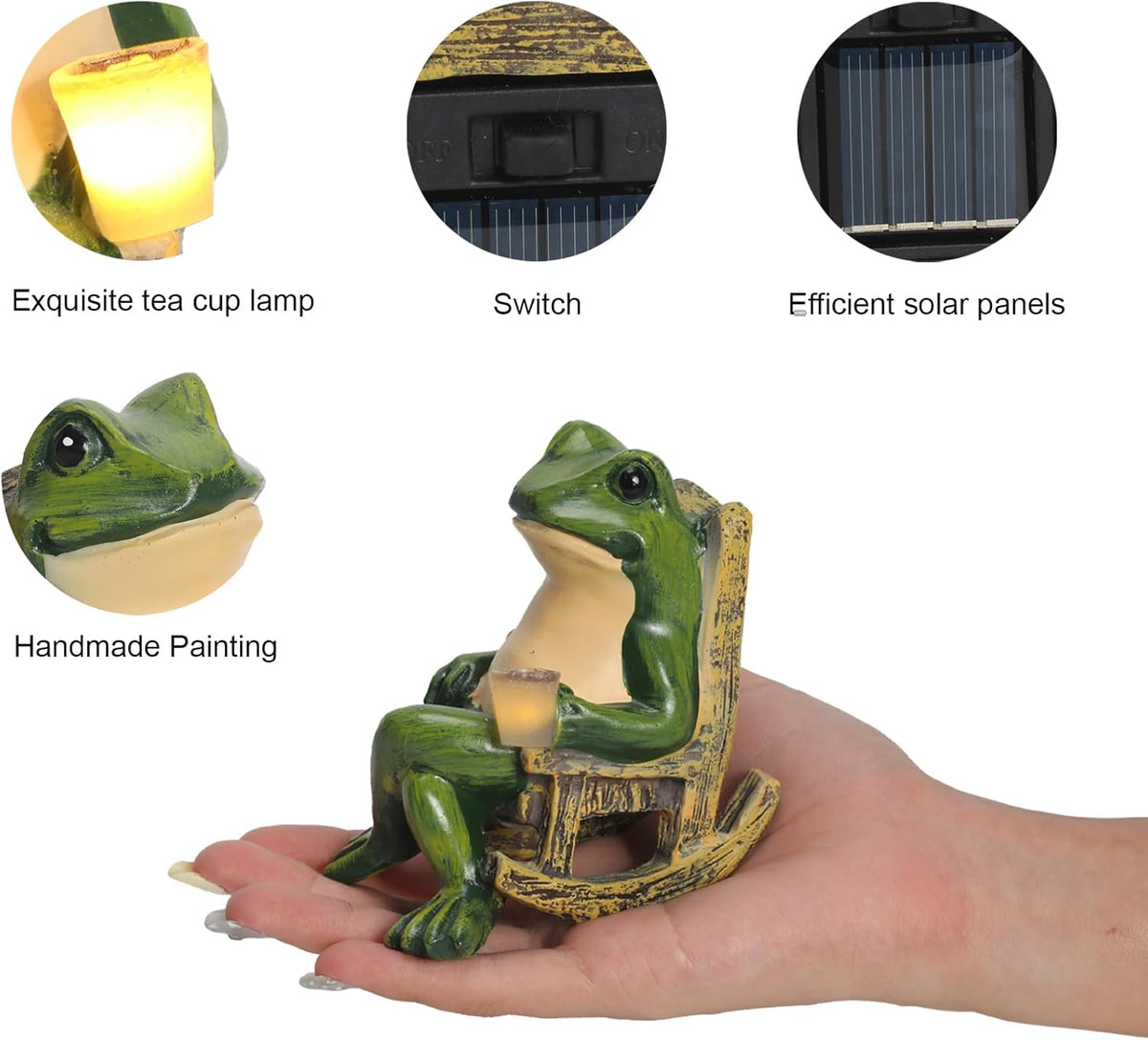 Miniature Frog Garden Statue Solar Light Outdoor Decor Frog Figurine for Outdoor Indoor Home Lawn