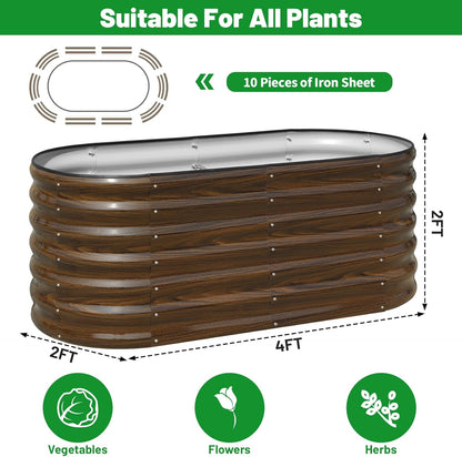 SnugNiture Galvanized Steel Raised Garden Bed, 4x2x2 ft, Outdoor Oval Deep Root Planter Box for