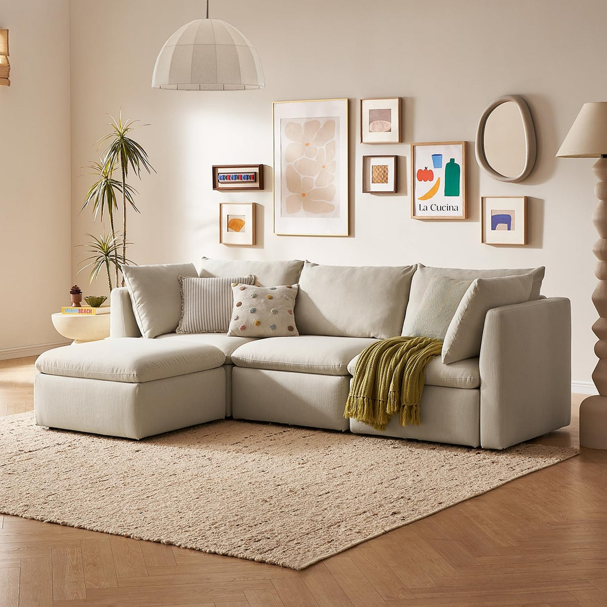 mopio Oversized Modular Sectional Sofa with Fully Removable Covers and Storage, Convertible U