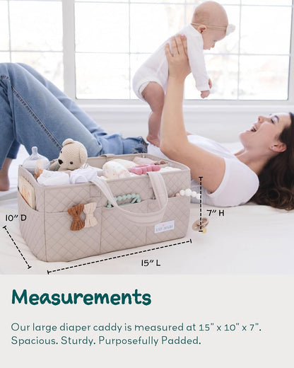 Lily Miles Baby Diaper Caddy Organizer, Quilted Nursery Storage Organizer for Newborn Essentials