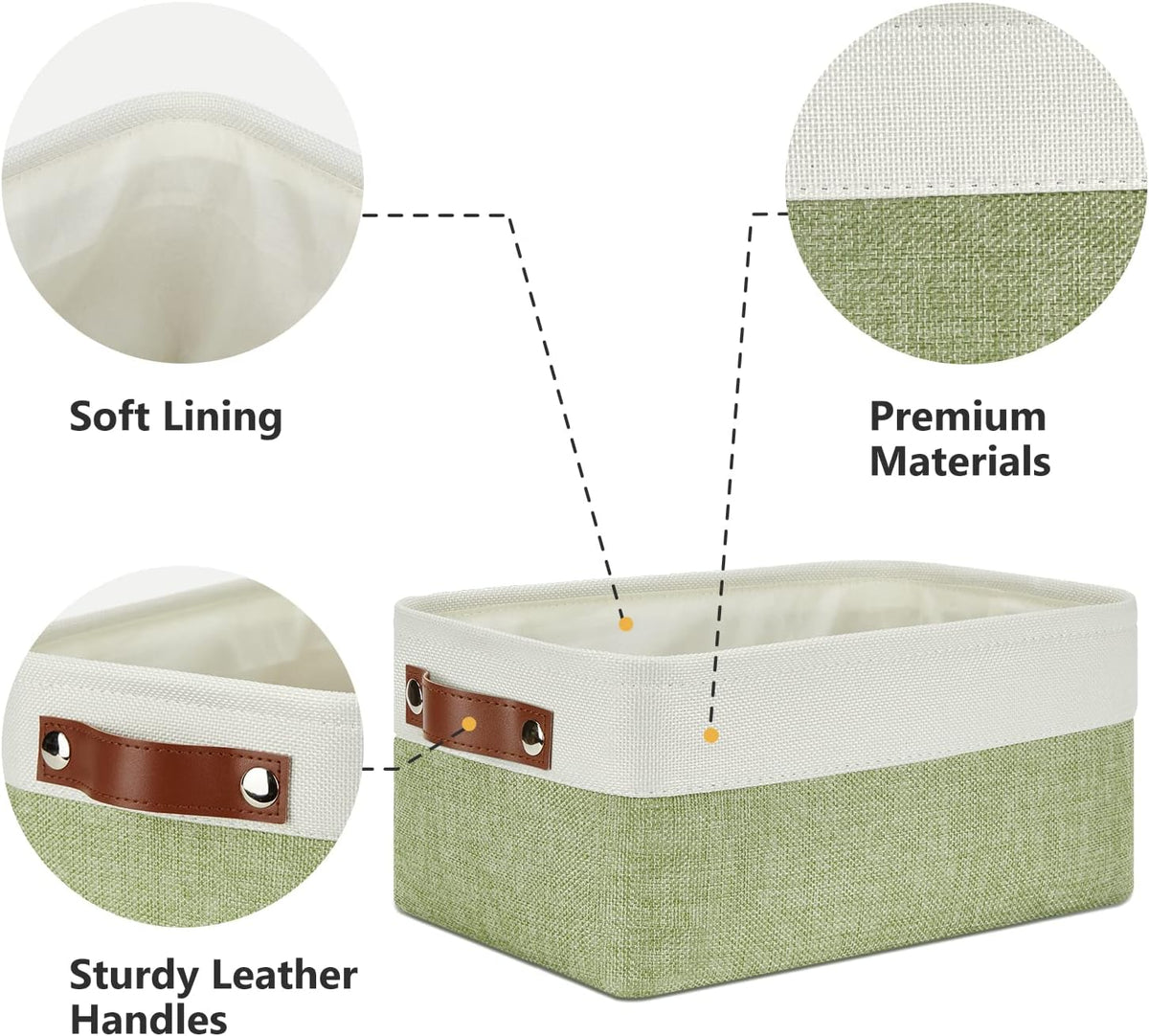 DULLEMELO Storage Baskets for Shelves, Small Fabric Collapsible Rectangular Storage Baskets for