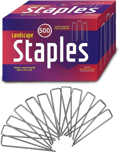 Ashman Galvanized Garden Stakes Landscape Staples and Fence Stake (500 Garden Staples - Heavy Duty