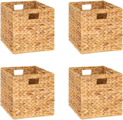 12x12x12 Storage Cube, Water Hyacinth Storage Baskets, Wicker Storage Baskets for Shelves, Woven