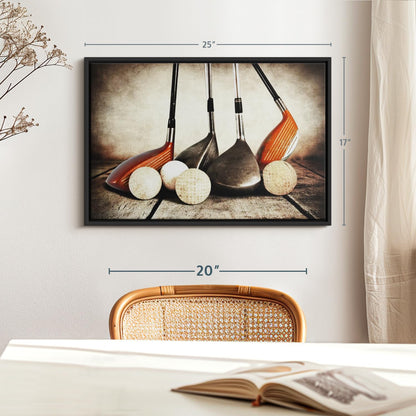 Elephant Stock Golf Sets Wall Art - Horizontal Framed Canvas - 1-Piece Mancave Wall Decor