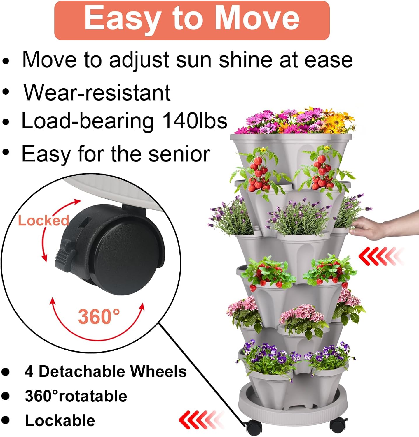 Vertical Planter 6 Tier Stackable Planters Garden Planters Strawberry Herb Flower and Vegetable