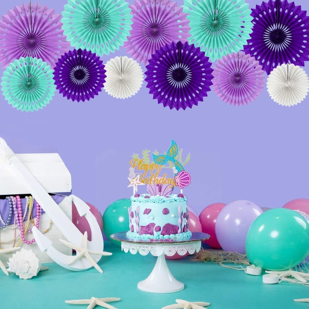BEISHIDA Purple Lavender Blue Hanging Honeycomb Round Paper Fans Decoration Kit Tissue Paper Fan