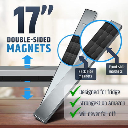 Premium Magnetic Knife Holder for Refrigerator that Doesn't Slide – 17 Inch Professional Double