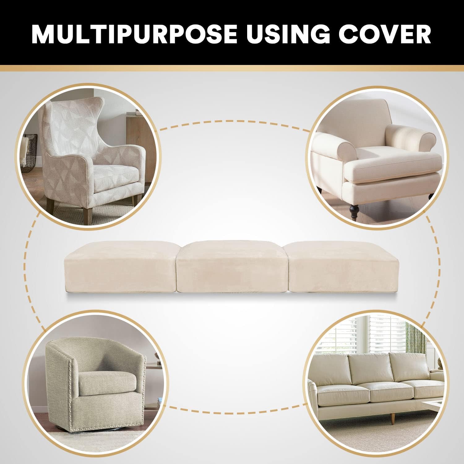 PrinceDeco Stretch Sofa Cushion Covers for Couches and Sofas,Soft Velvet Couch Seat Covers, Sofa