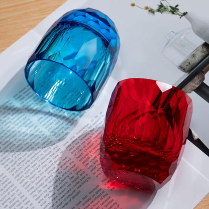 KAMMAK Crystal Whiskey Glasses Set of 2, 7oz Old Fashioned Glasses Stemless, Hand Blown Colored