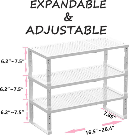 Metal Stackable Expandable Storage Shelf - Multi-Functional Home Storage Shelf, Suitable for