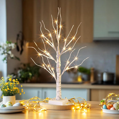 EAMBRITE Lighted Birch Tree Spring Decorations for Home, White Birch Tree with Lights, 24 LED