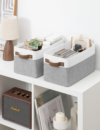 StorageWorks Narrow Storage Bins, Small Basket for Closet and Shelves, Rectangular Fabric Organizer