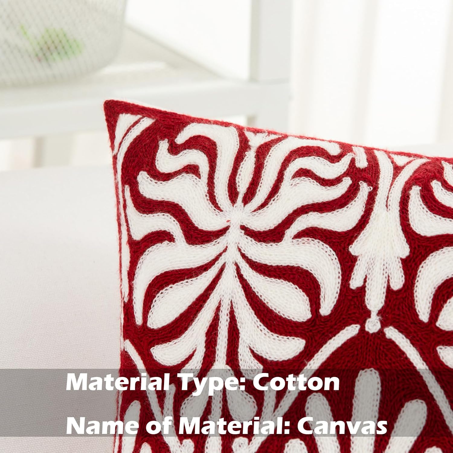 HWY 50 Burgundy Red Decorative Lumbar Pillow Cover Rectangle 12x20 Inch (1 Piece), Embroidered