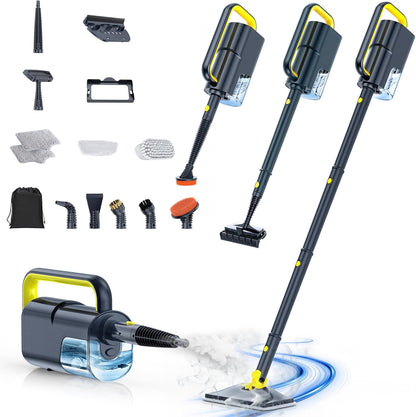 ScrubWiz Steam Mop Cleaner with Detachable Handheld Steamer, 10-in-1 Multi Accessories, Washable