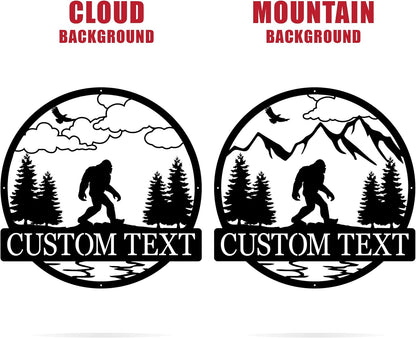 Outdoor Sasquatch Custom Name Metal Sign | Bigfoot Mountain Yard Art Decor | Metal Sasquatch Yeti